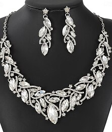economico -Set di gioielli da sposa 1 Set Zircone Strass 1 Collana Orecchini Per donna Moda Personalizzato Lusso Carino Stravagante A foglia Irregolare Parure di gioielli Per Matrimonio Feste Abbigliamento da