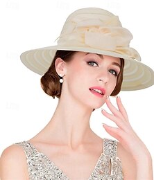 abordables -Chapeaux de soleil en organza pour femmes, Kentucky, été, large bord, fleurs, église, pour thé, robe de mariée, chapeau Derby