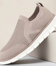 economico -scarpe slip-on da uomo in similpelle beige con inserti in mesh – scarpe comode, leggere e traspiranti per l'uso quotidiano, i viaggi e le attività rilassanti del fine settimana