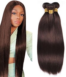 economico -capelli brasiliani capelli umani 2# colore castano scuro capelli lisci fasci 3 fasci