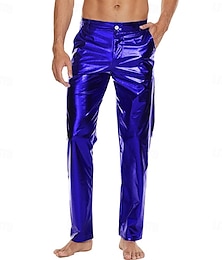 お買い得  -ディスコ 1980年代 メタリック色 パンツ 仮面舞踏会 ヒッピー ディスコ 純色 男性用 カーニバルコスチューム マスカレード プライドパレード プライド月間 成人 パンツ