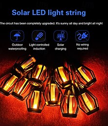 abordables -1 guirlande lumineuse solaire à 15 LED pour l'extérieur, imperméable, à flamme clignotante, pour jardin, cour, camping, Noël, Halloween, mariage, décoration d'ambiance