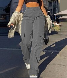 olcso -Női Cargo nadrág Nadrágok Divat Utcai sikk Teljes hossz Természetes Egyszínű Zseb Kényelmes Mikroelasztikus Sport & Szabadtéri Hétköznapi viselet Ezüstszürke Bor Fekete Fehér Nyár Tavasz Normál