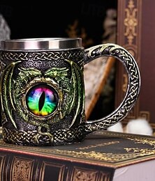 Недорогие -кружка для пива из нержавеющей стали с драконьим глазом, кружка для подарка на Октоберфест, уникальная кофейная чашка с драконом, 3D-стакан для воды с драконом, креативная металлическая кружка