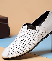 preiswerte -Weiße perforierte Slipper für Herren, atmungsaktive und bequeme Freizeit-Loafer, perfekt für Sommerreisen und den Alltag