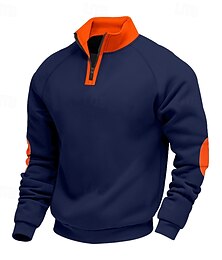 abordables -Hombre Sudadera Sudadera con un cuarto de cremallera Negro Azul Marino Color Camello Gris Claro Gris Oscuro Media cremallera Bloque de color Deporte Diario Festivos Poliéster Ropa de calle Básico