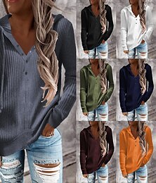 abordables -Femmes Pull Cardigan Élégant Mode Streetwear Couleur Unie À capuche Tricoté À capuche manche longue Hauts Réguliers Tricoter Extérieur Quotidien Week-end Noir Blanche Automne Hiver