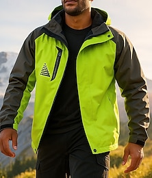 preiswerte -Herren Wanderjacke Sportjacke Regenmantel Außen Wasserdicht Atmungsaktiv Schnelltrocknend Leicht Wanderoutfits Wanderbekleidung Frühling Herbst Jacke Tennis Golfspiel Laufen Patchwork Schwarz Gelb Rot