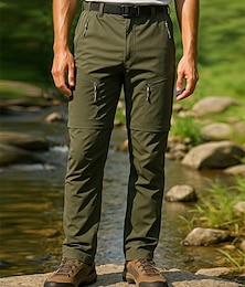 abordables -Hombre Pantalones para senderismo pantalones de senderismo Al aire libre Ajuste regular Impermeable Secado rápido Ligero Transpirable Pantalones / Sobrepantalón Bolsillo Cintura elástica Correa Negro