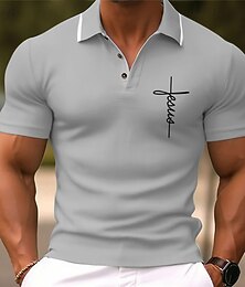 economico -Per uomo Fede Polo Maglia da golf Manica Corta Magliette polo Camicie con Colletto Business Casual Abbigliamento da lavoro Abbigliamento Formale Abbigliamento da festa Bottoni Stampa 3D Rosa Blu