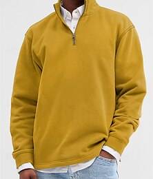 billige -Herre Genser Kvart glidelås genser Svart Hvit Gul Lysegrønn Vin Halv glidelås عادي Sport & Utendørs Daglig Ferie Polyester Gatemote Grunnleggende Fritid Vår Høst Klær Gensere Gensere