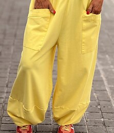 preiswerte -Damen Chinos Urlaub Mode Streetwear Volle Länge Hohe Taille Einfach Tasche Elastischer Bund Bequem Weich Mikroelastisch Outdoor Straße Gelb Rosa Grau Sommer Frühling Lässiger Schnitt