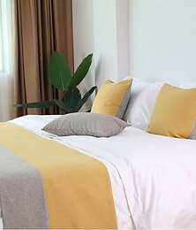 voordelige -bedloper, bed sjaal, tweekleurige decoratieve bed sjaal voor thuis, hotel bedspreien, sjaals ter bescherming, moderne effen bedloper voor het voeteneind van het bed, decoratie voor thuis,