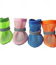 abordables -Chaussures pour chien en maille, bottes pour animaux de compagnie, chaussures respirantes pour petit chien, sandales imperméables pour animaux de compagnie avec semelle antidérapante et fermeture à