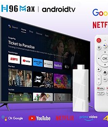 Недорогие -2025 новый h96 max rk3518 dongle mini tv stick android 14 smart tv box android14 2gb 16gb 8gb wifi6 bt 4k hd google voice media playerс голосовым гироскопом пульт дистанционного управления