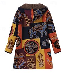abordables -Mujer Chaqueta de lana Abrigo Chaqueta con capucha Mantiene abrigado Cómodo Cremallera Bolsillo Vintage Moda Casual Animal Noche Fin de semana Cremallera Regular Con Capucha Ajuste regular Manga Larga