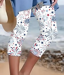 abordables -Pantalons capri mode leggings pour femmes streetwear basiques mi-mollet taille haute pantalons graphique étoile impression rayée respirable doux extensible