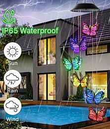 economico -1 pz. Simulazione solare esterna a forma di farfalla, luce a gradiente di colore, luce decorativa per cortile, giardino, balcone, campeggio