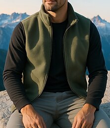 abordables -Hombre Chaleco para senderismo Sin Mangas Chaleco Al aire libre Mantiene abrigado Transpirable Ligero Invierno Cremallera Poliéster Negro Verde Ejército Rojo Caza Pesca Escalada