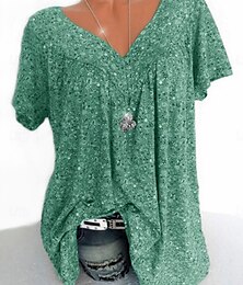economico -Per donna Maglietta Floreale Moda Moderno Casual Manica Corta Scollo a V Top Regolari Quotidiano Weekend Rosa Rosso Blu Verde Estate