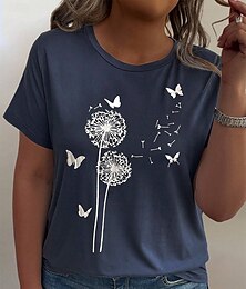 economico -Per donna Taglia grossa Top Maglietta Floreale A righe Stampato Manica Corta Girocollo Casual Quotidiano Poliestere Estate Bianco Verde chiaro
