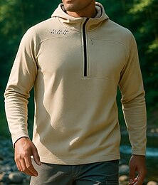 abordables -Hombre Sudadera Sudadera tipo polo cima de senderismo Manga Larga Sudadera Camiseta Al aire libre Secado rápido Ligero Transpirable Cremallera de un cuarto Poliéster Negro Blanco Azul Real Tenis Golf