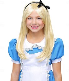 economico -Le avventure di Alice nel Paese delle Meraviglie per bambini, parrucca deluxe di Alice, parrucche cosplay