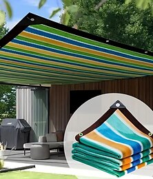 economico -Rete parasole, telo parasole in plastica resistente, traspirante ad alta densità, a righe colorate, per patio, picnic, posto auto coperto, giardino, tenda da sole per veranda