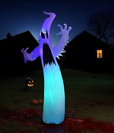 abordables -1 pc Halloween gonflable 3,6 m 12 pieds flamme étincelante fantôme air modèle extérieur cour pelouse jardin fête Halloween horreur et étrange lumière décorative