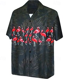 お買い得  -男性用 プラスサイズ アロハシャツ ビッグアンドトール リーフ柄 折襟 プリント 半袖 春夏 トロピカル風 ファッション ハワイアン アウトドア ストリート トップの