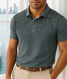 economico -Per uomo Per maschio Floreale Polo Maglione polo lavorato a maglia Manica Corta Collo ripiegato Colletto Polo Moderno Formale Lavoro Sport & Outdoor Bottoni Stampa Primavera Rosso rubino Bianco Blu