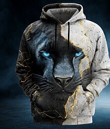 levne -Pánské Tygr 3D Kapucky Mikina Kapuce Mikina s kapucí Tričkový Chladný 3D tisk Klub Streetwear Žlutá Rubínově červená Šňůrky 3D Podzim Zima Návrhář