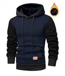 baratos -Homens Moletom Moletom com capuz Moletom de lã Vinho Verde Tropa Azul Marinha Cinzento Com Capuz Bloco de cor Patchwork Bloco de cor Casual Diário Esportes Poliéster Roupa de rua Legal Roupa de