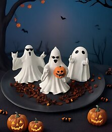 お買い得  -面白い中指ゴーストのハロウィーンの装飾、ハートの手のサインが付いたかわいい樹脂製ゴーストの置物、ホームパーティーのディスプレイ用の不気味な卓上装飾