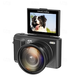 voordelige -High-definition digitale camera 1500 mAh 16x zoom optioneel retro 2,8 inch klap het scherm om 64 M pixels 4K HD-video wit zwart zilver voor vriend en vriendin