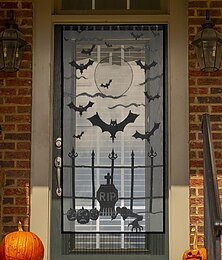 levne -Černý netopýří krajkový běhoun na halloween, halloweenská dekorace na stůl, krajkové běhouny na halloweenskou párty, černé strašidelné dekorace na večeři