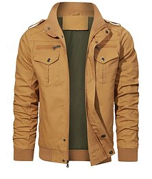 economico -Per uomo Giacca da camionista Giacca Cargo Giacca Casual Vacanza Quotidiano Tasca Primavera Autunno Semplice Moda Classico Collo alla coreana Regolare Nero Cachi Verde militare Giacca