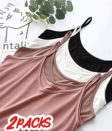 preiswerte -Damen Camisole-Tanktop Einfarbig Einfach Täglich Ärmellos Rundhalsausschnitt Quadrathals Rundausschnitt Normale Oberteile Schwarz und Weiß Schwarz / Rosa Weiß und Rosa Schwarz und Grau Grau+Weiß