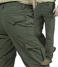 baratos -Homens Calça Cargo Calças de Trilha calças de caminhada Ao ar livre Normal Prova-de-Água A Prova de Vento Secagem Rápida Leve Calças Bolsos Cintura elástica Preto Verde Tropa Acampar e Caminhar Golfe