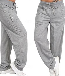 abordables -Mujer pantalones Pantalones Ropa de calle Casual Longitud total Cintura Media Plano Bolsillo Diseño de cordón elástico Confortable Al Aire Libre Cómodo Exterior Vacaciones Festivos Gris oscuro Negro