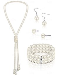 economico -Set di gioielli da sposa 1 Perla 1 Bracciale Orecchini Collana Per donna Elegante Lusso Carino Gioia Parure di gioielli Per Abbigliamento da sera
