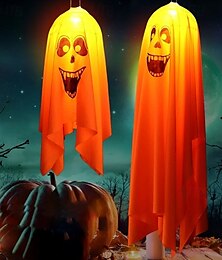 preiswerte -2025 Halloween-Dekoration, Hexenhut, Halloween-Pendelleuchte, geisterförmige LED-Geisterlaterne, Halloween-Party, bunte Geisterlaterne
