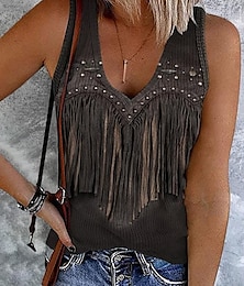 billige -Dame Camisole Tank Top Grafisk Bohem Årgang Stilfull Ermeløs Ermeløs V-hals Crop Tops Daglig Trykt mønster Svart Gul Rød Blå Grønn Sommer Vår