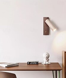 economico -Lampada da parete a LED girevole da comodino, lampada da lettura da parete in pietra naturale nordica, illuminazione da parete con interruttore, lampada rustica in legno per soggiorno, ristorante,