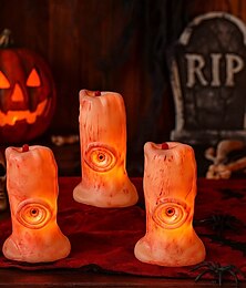olcso -3 db halloweeni gyertyafény vér szem led elektronikus világító beltéri étterem halloween party horror hangulat dekoratív fény