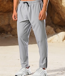 お買い得  -男性用 ランニングパンツ スポーツパンツ ドローストリング ジッパーポケット ボトムズ アスレイジャー スポーツ ジム用 伸縮性 高通気性 ランニング ヨガ レギュラー スポーツウェア アクティブウェア ソリッド ブラック ダークグレイ ライトグレー