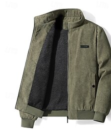 abordables -Hombre Cortavientos Chaqueta Chaqueta para senderismo Chaqueta de lana para senderismo Invierno Al aire libre Térmico Resistente al Viento Chaquetas de Lana Negro Verde Ejército Caqui Gris