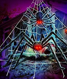 levne -Halloween dekorace LED pavouk venkovní, svítící halloween pavoučí dekorace ohýbatelný umělý pavouk se zadním gradientním světlem, halloween dekorace pro domov, zahradu, kostýmy, večírky, zahradu,