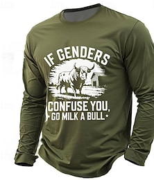 levne -Pánské humorné tričko s dlouhým rukávem s designem 'Pokud vás pohlaví mate jděte dojit býka' idiomatická hříčka