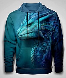 economico -Per uomo Drago 3D Felpe con cappuccio Felpa Felpa con cappuccio Felpa con cappuccio Girocollo Cool Stampa 3D Club Abbigliamento casual alla moda Nero Blu Coulisse Grafico Autunno Inverno progettista